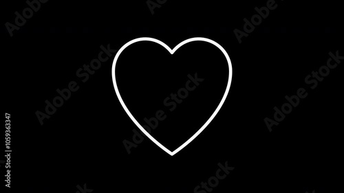 Heartbeat animated line icon. White color line icon animation. 4K video with transparent background