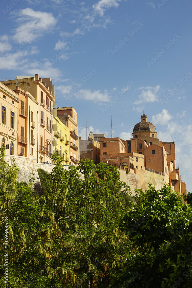 Fototapeta premium Cathedral and old town of Cagliari, Sardinia, Italy