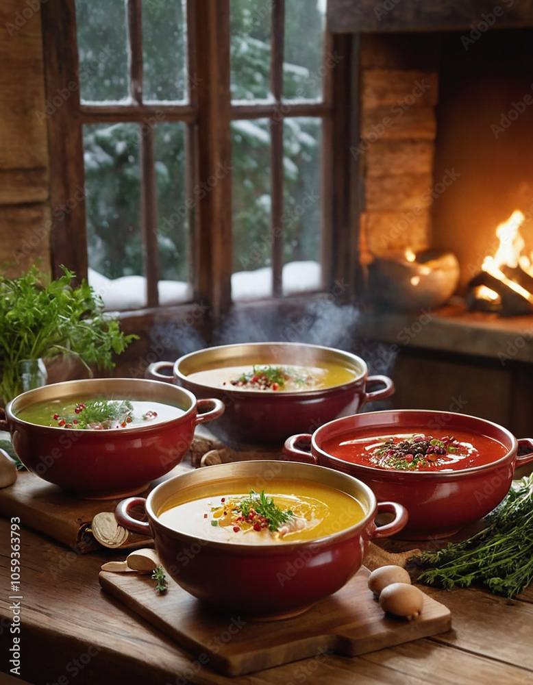 A variety of soup bowls