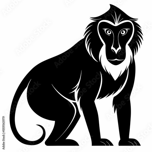 baboon silhouette vector black animal on white background