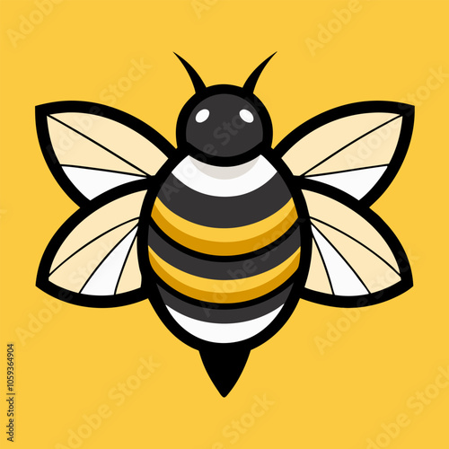 A cute cartoon bee with black and yellow stripes, perfect for adding a touch of whimsy to your designs. This fun and friendly bee is ideal for children's products, nature-themed projects.