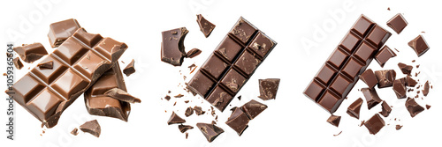 Broken Chocolate Bar Isolated on White Background