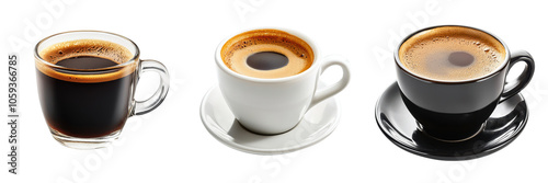 Dark Espresso Cups Isolated on White Background