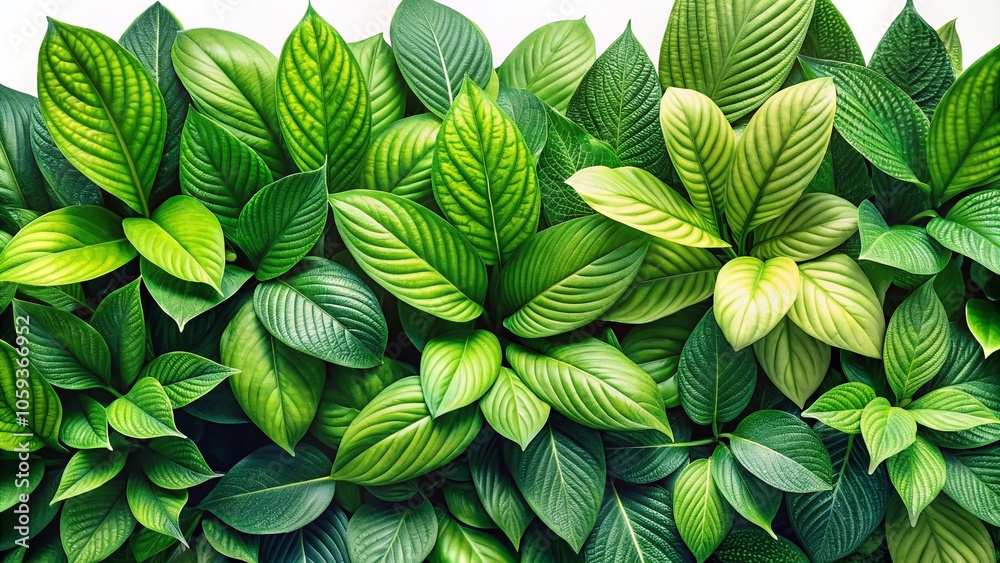 Lush Green Leaves on White Background - Nature's Beauty, Freshness, and Serenity in Panoramic Photography for Eco-friendly Decor and Natural Aesthetics Lush Green Leaves on White Background - Nature's Beauty, Freshness, and Serenity in Panoramic Photography for Eco-friendly Decor and Natural Aesthetics