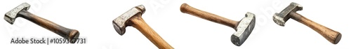 Wooden Handle Hammer Isolated on White Background
