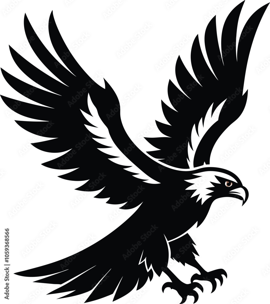 Vector silhouette of flying Eagle an white background Vector silhouette of flying Eagle an white background