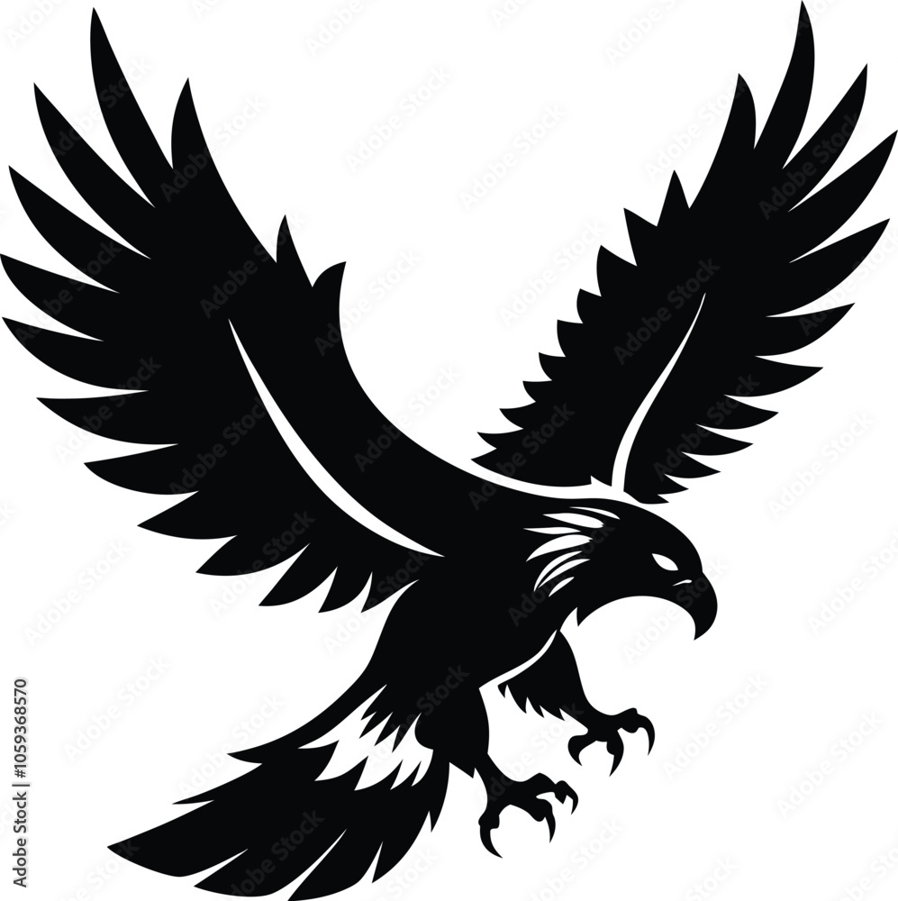 Vector silhouette of flying Eagle an white background Vector silhouette of flying Eagle an white background