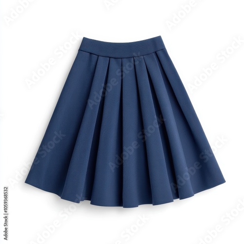 A stylish navy blue pleated skirt featuring a comfortable elastic waistband, perfect for casual or semi-formal wear.