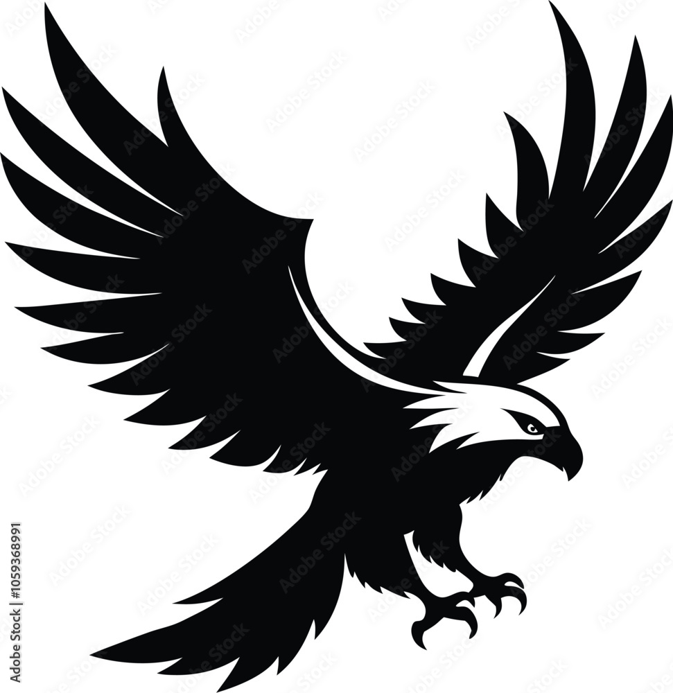 Vector silhouette of flying Eagle an white background Vector silhouette of flying Eagle an white background