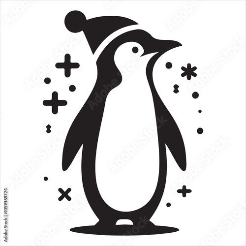 Graphic black silhouette of a penguin