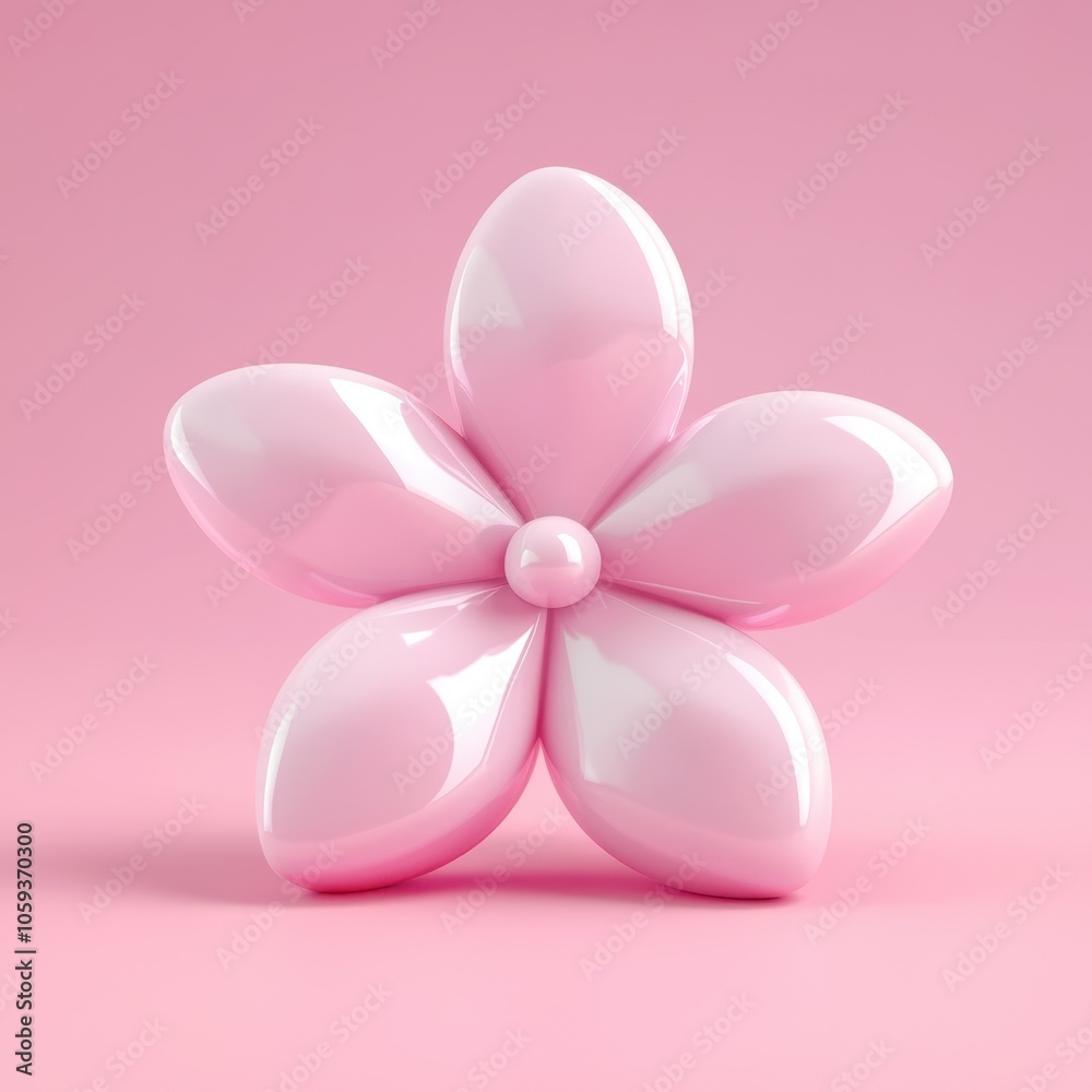 Fototapeta premium Minimalist Pink Flower on a Solid Colored Background
