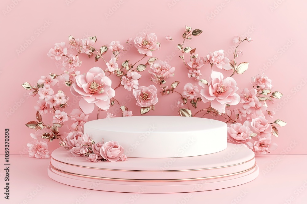 Premium podium, stand on pastel, pink background. Holiday greeting card for Valentine's Day - 3d, render with copy space on February 14, March 8. Romance showcase with flowers, with generative ai Premium podium, stand on pastel, pink background. Holiday greeting card for Valentine's Day - 3d, render with copy space on February 14, March 8. Romance showcase with flowers, with generative ai