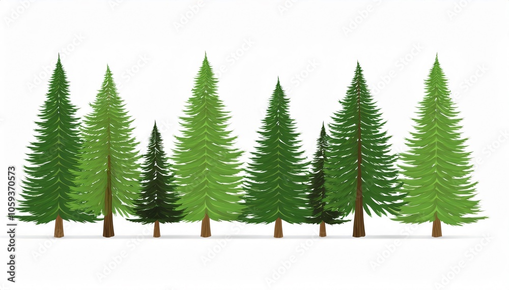 Fototapeta premium Illustration of a group of fir trees forming a forest, representing nature, environment, and sustainability