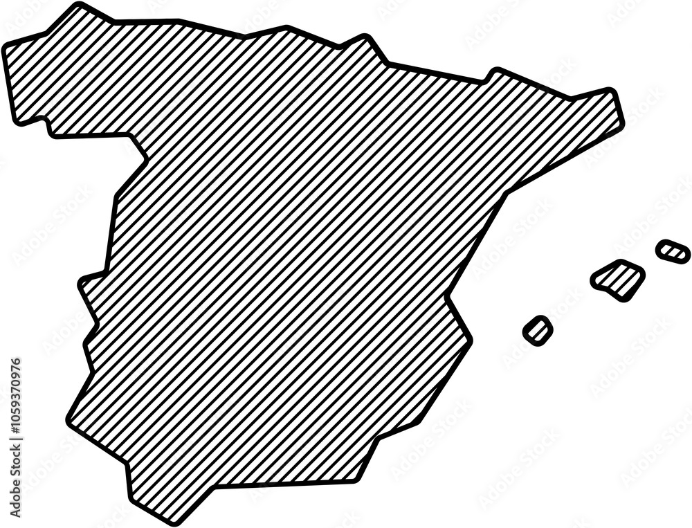 hatch line drawing of spain map.