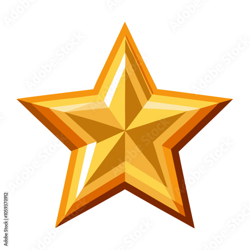 A gleaming gold star illustration, ideal for holiday and festive decorations, award graphics, or any seasonal theme that requires a symbol of brightness and celebration.