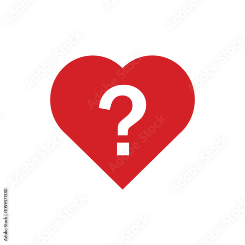 heart question mark icon. Red health blood preasure sign