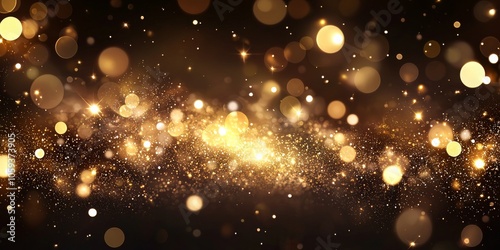 Golden Bokeh Lights and Glitter Abstract Background, bokeh, sparkle, glitter