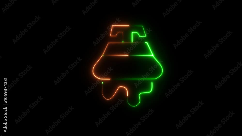 abstract glowing Neon animation seamless Letter T green brown color animation. on dark background. abstract glowing Neon animation seamless Letter T green brown color animation. on dark background.