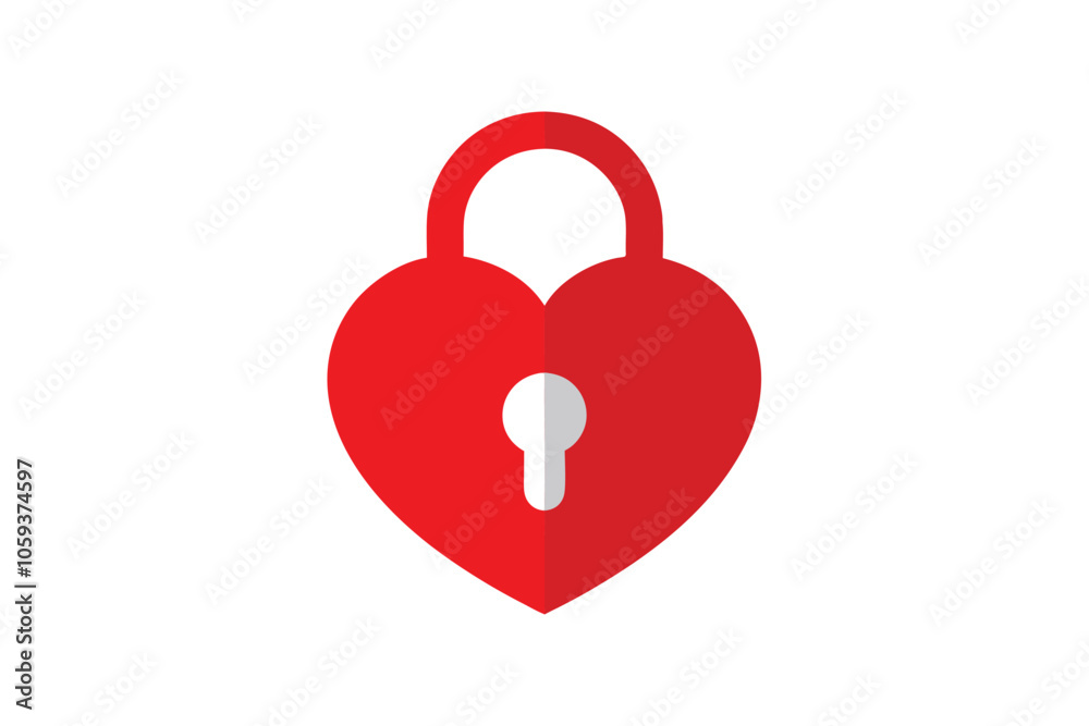Heart-Shaped Key Vector Illustration: Elegant and Romantic Icon Symbolizing Love, Security, and Affection for Decorative Design