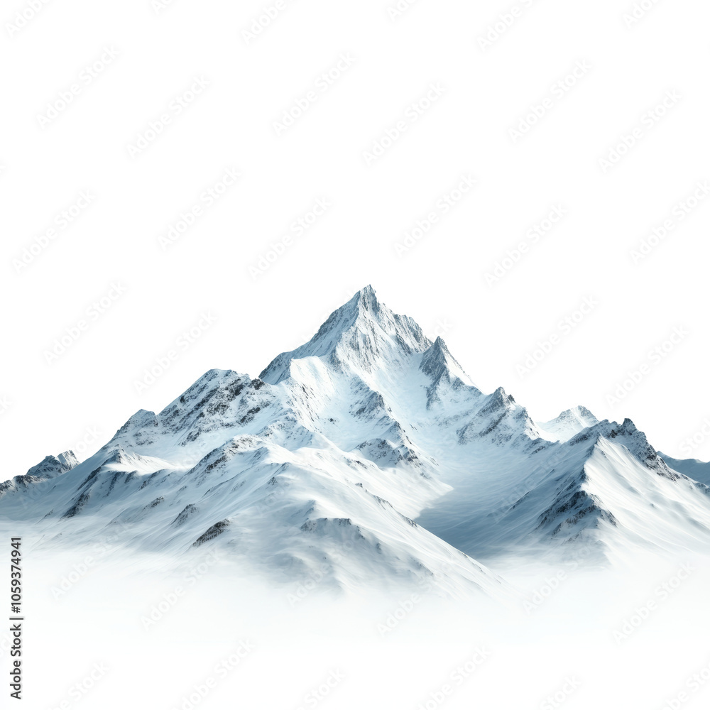 Snow-capped mountain peaks against transparent background Snow-capped mountain peaks against transparent background