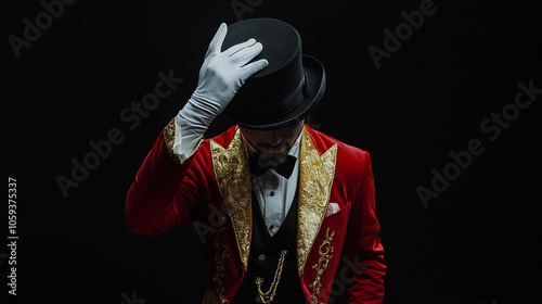 Man dressed as the ringmaster.