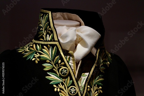detail of an antique men's jacket dating back to around 1800