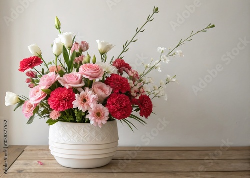 Wallpaper Mural Minimalist Flower Arrangement with Pink, Red, and White Flowers for Elegant Decor Torontodigital.ca