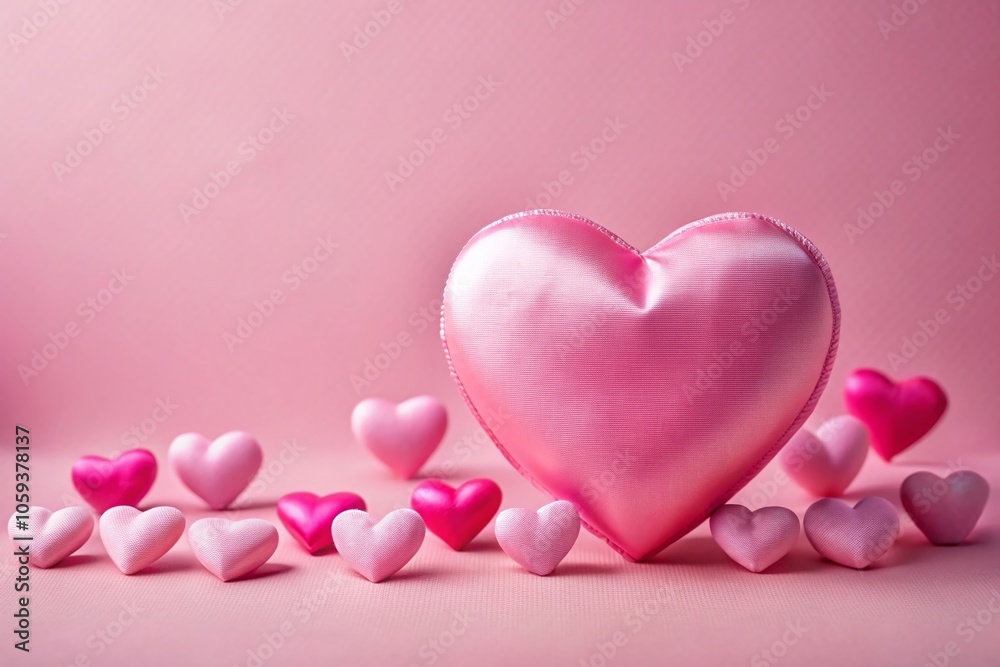 Minimalistic Pink Silk Heart on Pastel Background - Simple Elegance with Space for Text, Love Concept, Soft Colors, Heart Symbol, Minimalism, Romantic Theme, and Serenity Minimalistic Pink Silk Heart on Pastel Background - Simple Elegance with Space for Text, Love Concept, Soft Colors, Heart Symbol, Minimalism, Romantic Theme, and Serenity