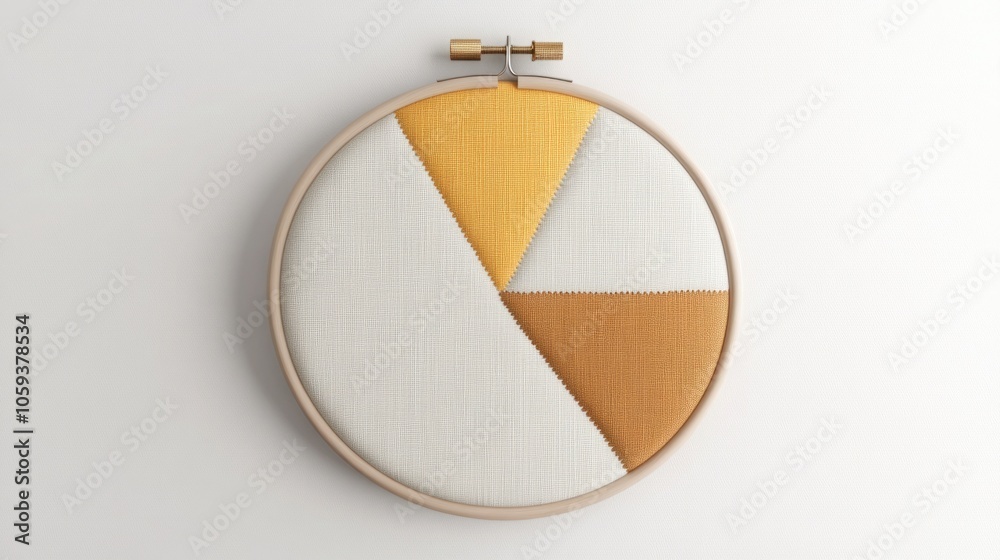Artful Stitchery Embroidered Pie Chart on White Canvas Artful Stitchery Embroidered Pie Chart on White Canvas
