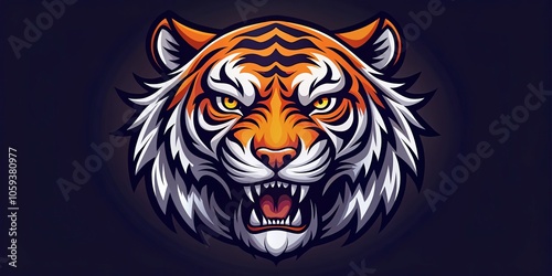 Modern Angry Tiger Head Logo Design - Aerial Photography Style Vector Illustration for Branding and Marketing, Fierce, Bold, Eye-Catching Graphics, Unique Animal Symbol, Creative Design Elements