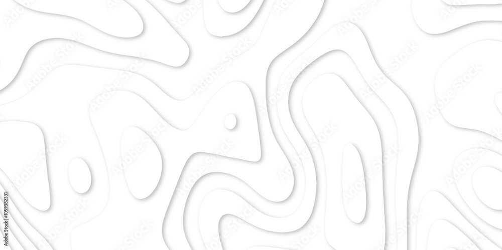 Fototapeta premium Abstract White paper cut background with lines. white line drawing geometric paper art design. 3d papercut decoration textured with wavy layers. 3d realistic design used for banner, posters. line maps