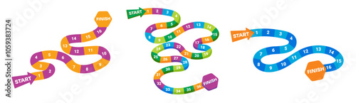Snake board game for kids. Funny platform game in cartoon style with numbers and map.