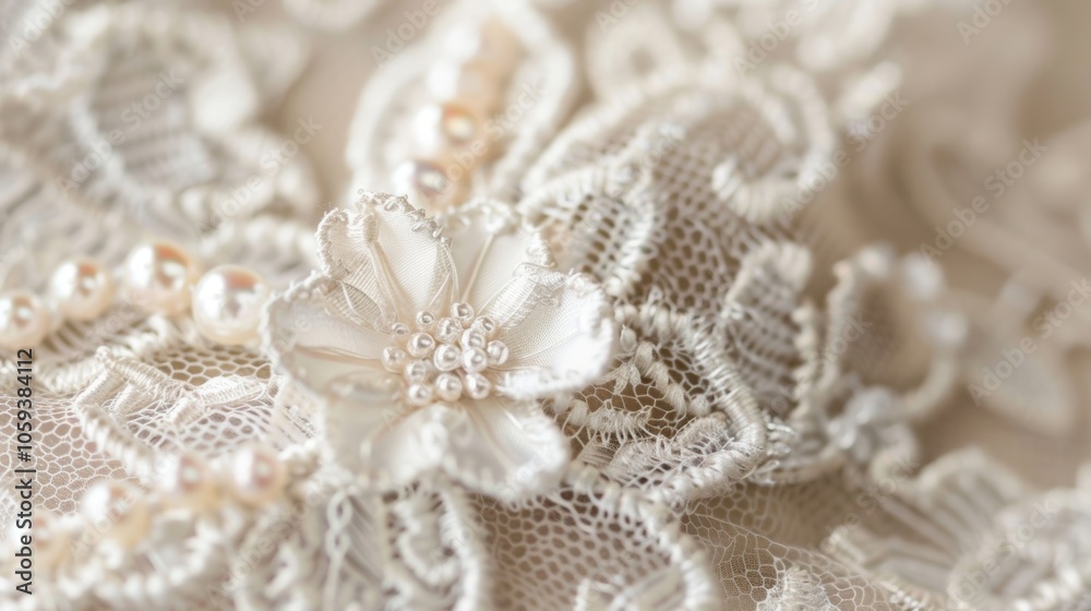 An elegant lace and pearl brooch reminiscent of past eras and perfect for adding a touch of vintage charm to any outfit. An elegant lace and pearl brooch reminiscent of past eras and perfect for adding a touch of vintage charm to any outfit.