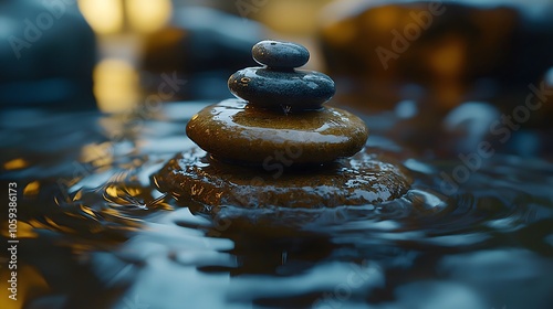 Wallpaper Mural Calm Water with Balanced Stones Creating a Soothing Atmosphere Torontodigital.ca