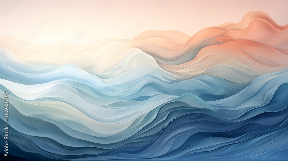 Soft Waves of Tranquility in Gentle Pastel Tones and Fluid Patterns Soft Waves of Tranquility in Gentle Pastel Tones and Fluid Patterns