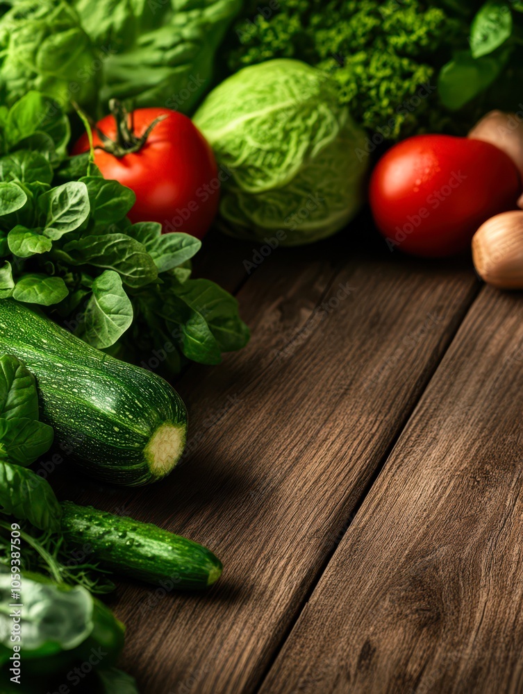 Fresh vegetables arranged on a wooden surface, ideal for food blogs, recipe books, or healthy living content, The vibrant colors and textures emphasize natural food and wellness themes, Fresh vegetables arranged on a wooden surface, ideal for food blogs, recipe books, or healthy living content, The vibrant colors and textures emphasize natural food and wellness themes,