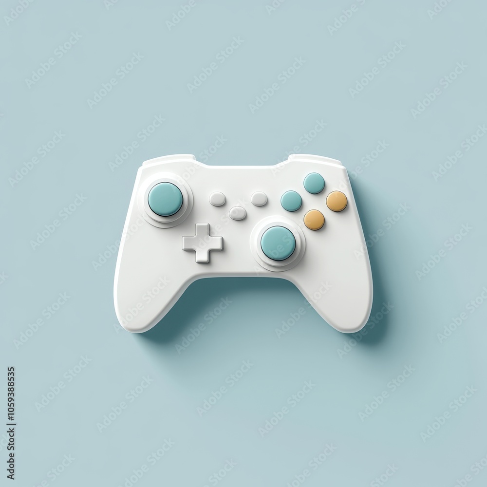 Minimalist Gaming Controller on Pastel Blue Background Minimalist Gaming Controller on Pastel Blue Background