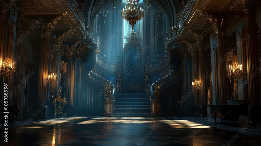 Fototapeta premium Grand Staircase in a Gilded Palace