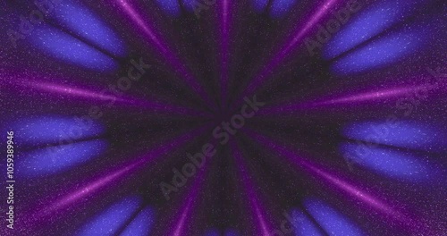 Rays of light of different colors shining from the center replace each other