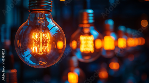 Glowing Filament Light Bulb with Warm Glow