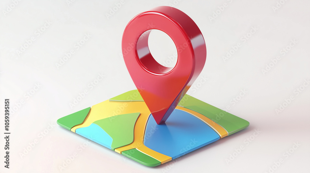 3D Map Location Pin on Colorful Abstract Background 3D Map Location Pin on Colorful Abstract Background