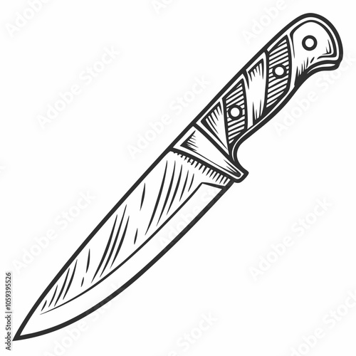 A hand-drawn illustration of a kitchen knife with a wooden handle. This vector art is perfect for adding a touch of rustic charm to your designs.