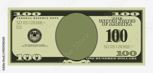Green one hundred dollar banknote template. Money and financial savings for business and investment for vector banking