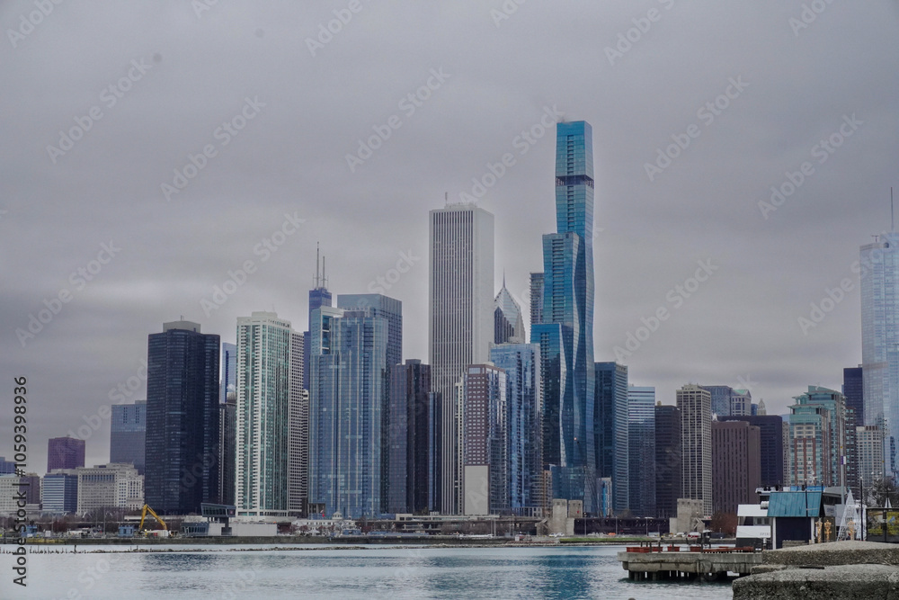 Fototapeta premium Picture of Chicago Illinois skyline from the navy pier