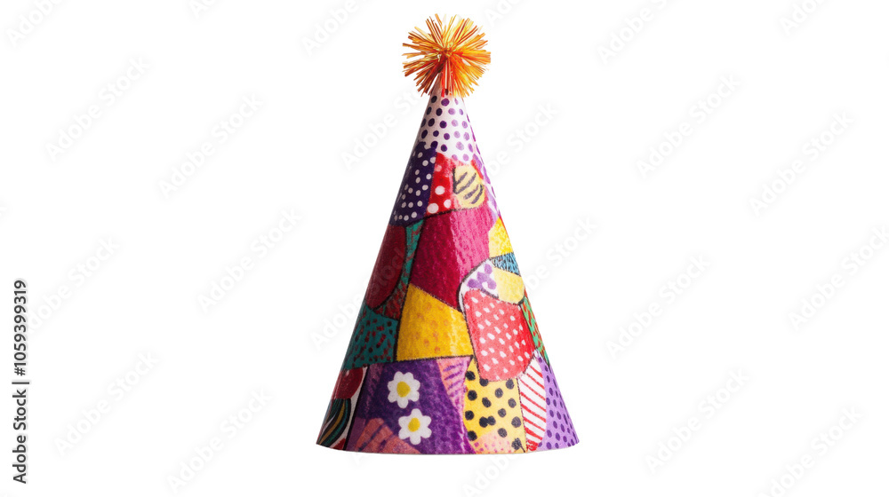 A festive multi-colored party hat isolated on transparent background (3) A festive multi-colored party hat isolated on transparent background (3)