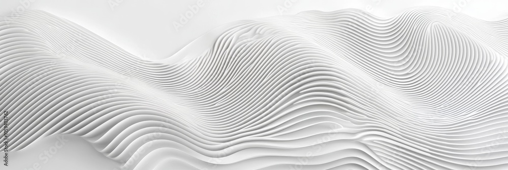 Abstract White Curved Lines - Minimalist 3D Rendered Design