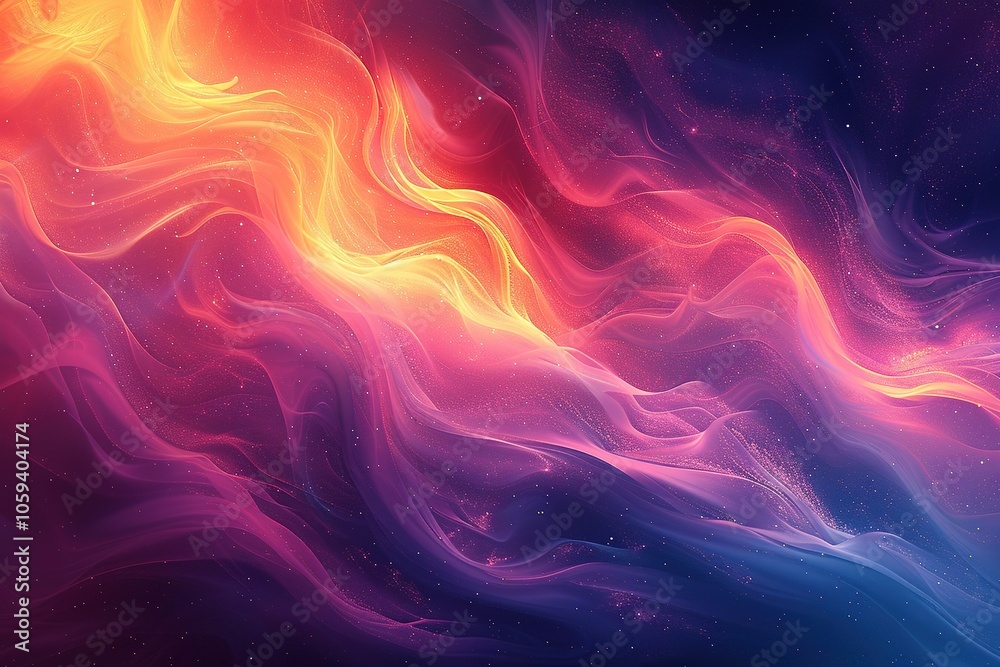 Obraz premium A colorful, swirling galaxy with a bright orange and pink line