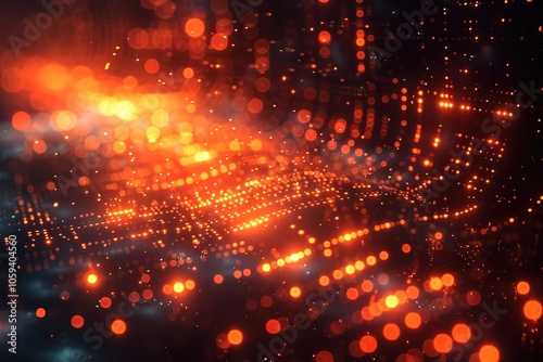 A bright orange and blue background with a lot of dots