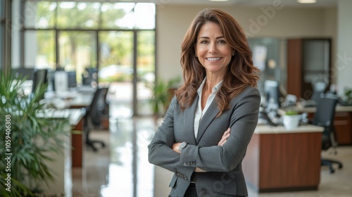 Confident Middle-Aged Woman in Professional Setting