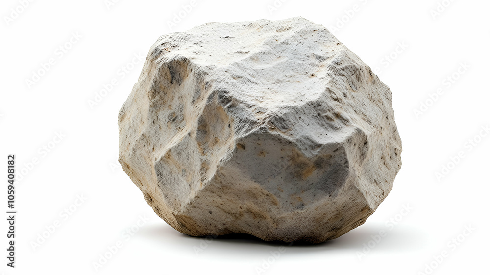 Isolated Rough Gray Weathered Rock on White Background Isolated Rough Gray Weathered Rock on White Background